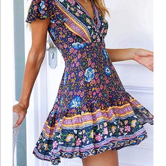 Floral Bohemian Mini Dress - Picture 5 of 6